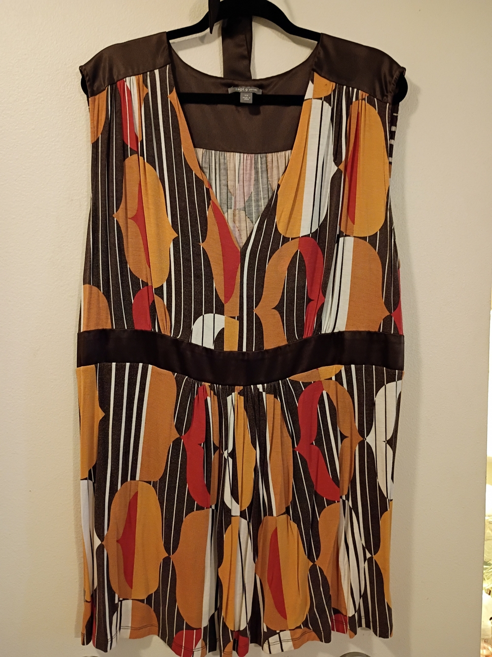 Apt. 9 Brown Satin Top with Velvet Accent